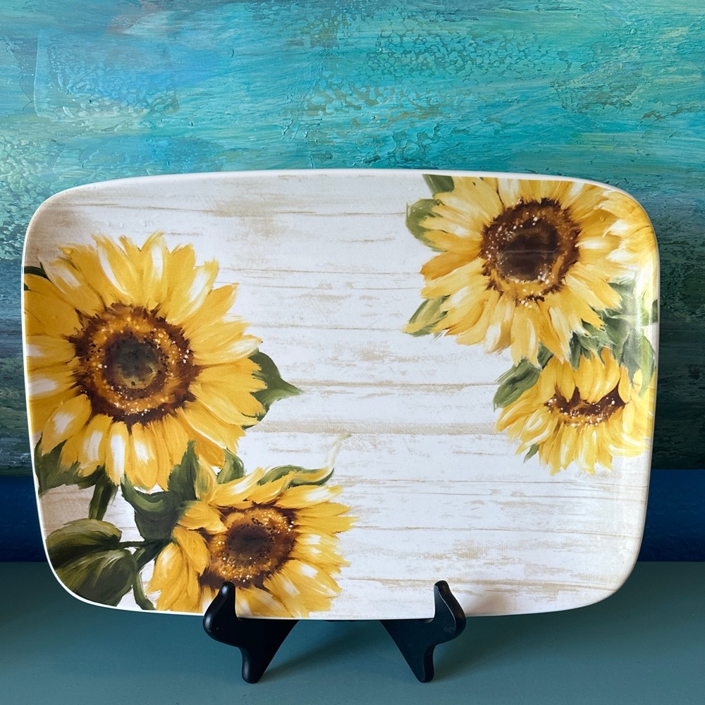 Large Serving Platter with Big Beautiful Sunflowers by Certified International